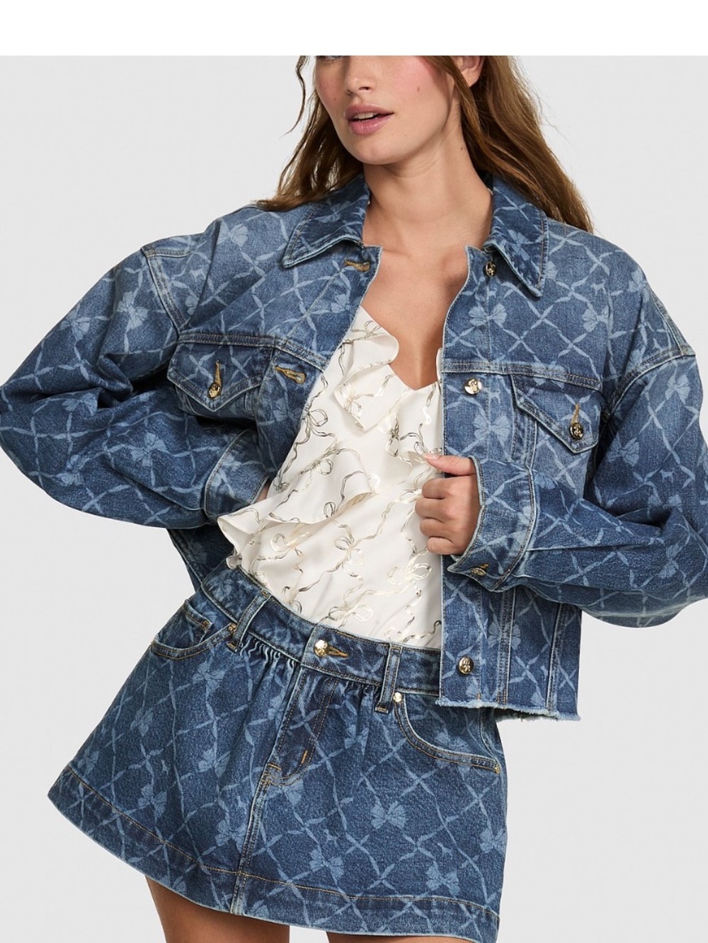 Pink x Loveshack Fancy Flirty Denim Skirt Limited Edition